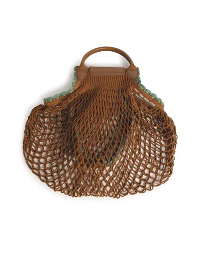 Longchamp 'l Le Pliage' Tobacco Canvas Mesh Bag In Brown