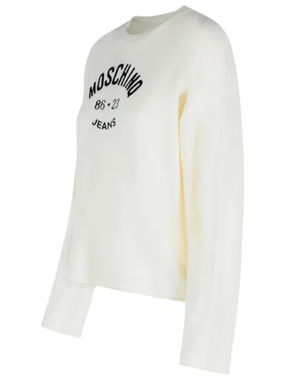 Moschino Jeans Ivory Virgin Wool Sweater In White