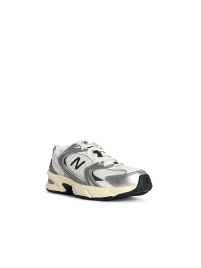 New Balance '530' White Fabric Sneakers In Silver