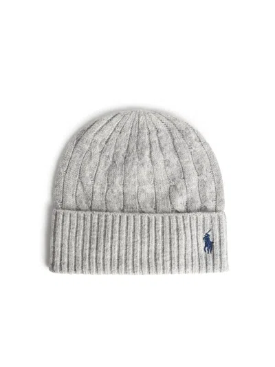 Polo Ralph Lauren Grey Wool Blend Beanie In Gray