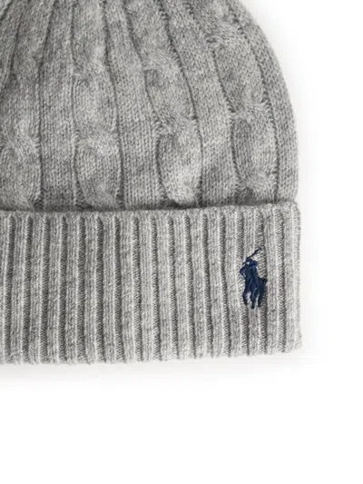 Polo Ralph Lauren Grey Wool Blend Beanie In Gray