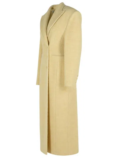 The Andamane Beige Wool Blend I Coat In Gold