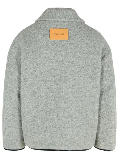 Jw Anderson Mens Light Grey Melange Contrast-trim Relaxed-fit Knitted Wool-blend Jacket In Gray