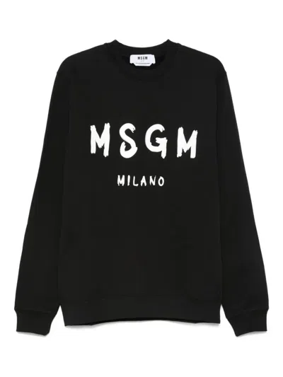 Msgm Crew Neck Long Sleeves Sweatshirt In Black