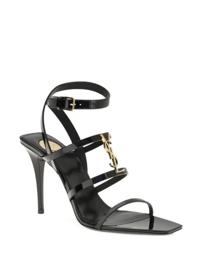 Saint Laurent Cassandra Sandals In Patent Leather Shoes In Black