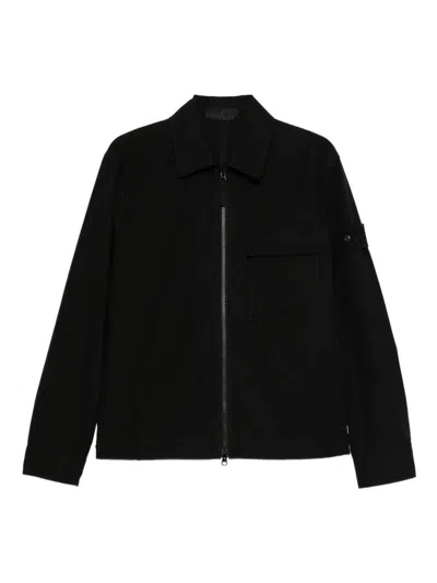 Stone Island Zipper Jacket With Chest Pocket In Black