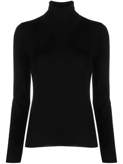 Zanone Fine-knit Certified Flexwool Slim Fit Turtleneck Sweater In Black