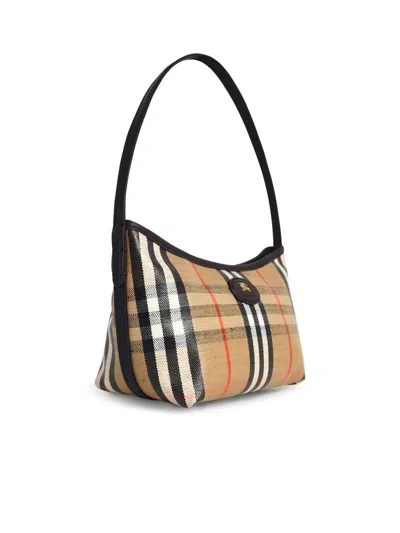 Burberry 'highlands' Mini Shoulder Bag In Sand Cotton Blend In Multi