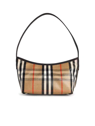 Burberry 'highlands' Mini Shoulder Bag In Sand Cotton Blend In Multi