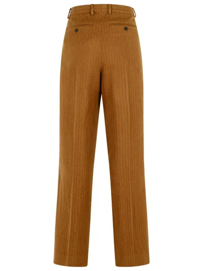 Dries Van Noten 'penrud' Straight Brown Wool Pants In Brown
