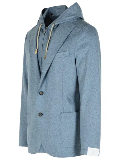 Eleventy Single Breasted Hooded Jacket Sugar In Blue
