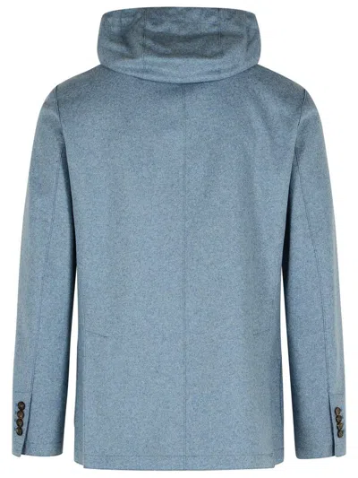 Eleventy Single Breasted Hooded Jacket Sugar In Blue