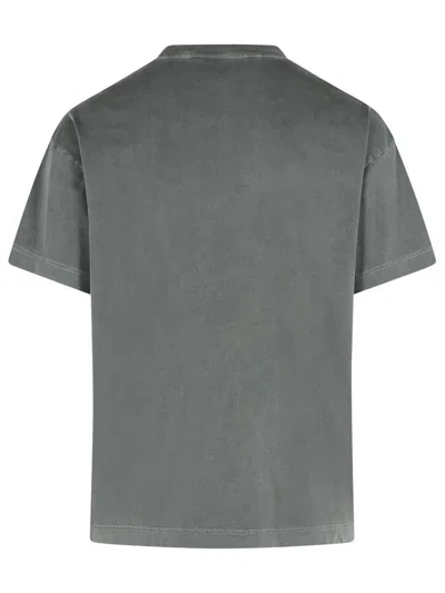 Palm Angels Gradient Gray Cotton T-shirt With Contrast Print In Gray