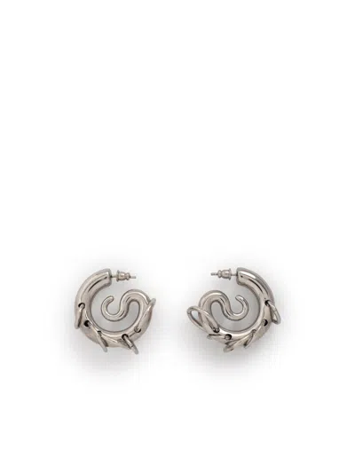 Panconesi Pierced Hoops' Silver Brass Earrings In Silver