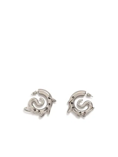 Panconesi Pierced Hoops' Silver Brass Earrings In Silver