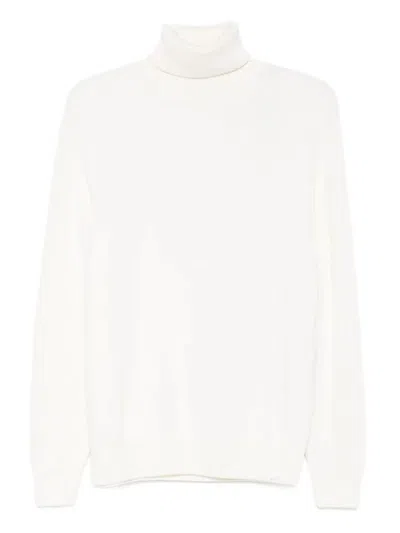 Paul & Shark High Neck Ribbed Sweater In White