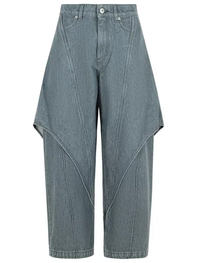 Jw Anderson Mens Light Grey Cropped Sculptural Denim Jeans In Gray