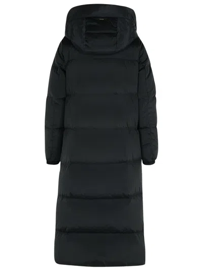 Woolrich 'kelly' Long Black Polyamide Blend Down Jacket In Black