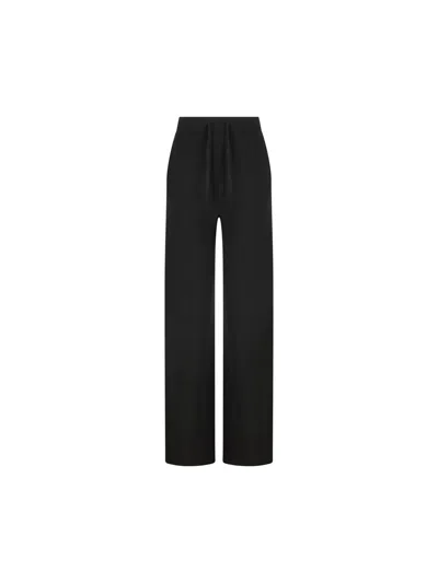 Alpha Studio Drawstring Cashmere Trousers In Black