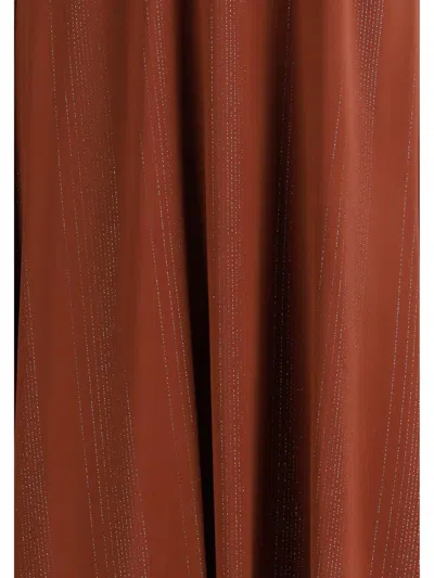 Forte Forte Spaghetti-strap Metallic-detail Dress In Brown