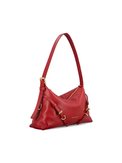 Givenchy Voyou Mini Shoulder Bag In Shiny Leather In Red
