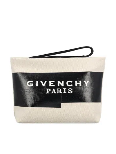 Givenchy Logo-tape Clutch Bag In White