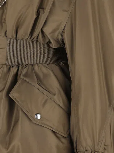 Givenchy Zip Shawl Collar Long Bomber Jacket In Brown
