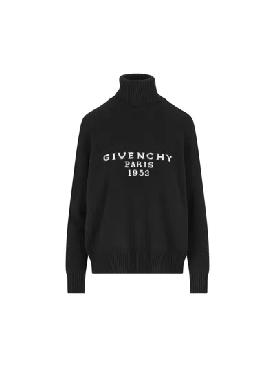 Givenchy Paris 1952 Turtleneck Knit Sweater In Black