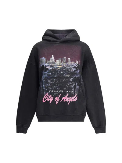 Balenciaga Cotton City Of Angels Hoodie In Black