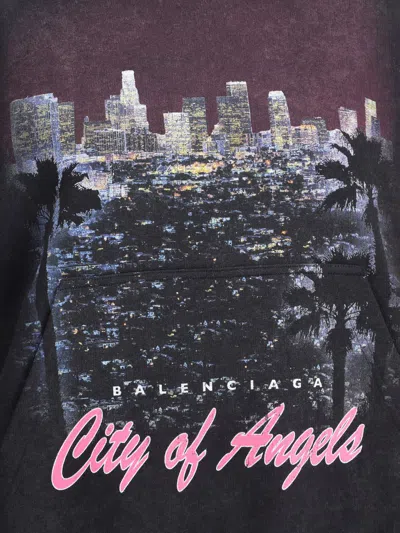Balenciaga Cotton City Of Angels Hoodie In Black