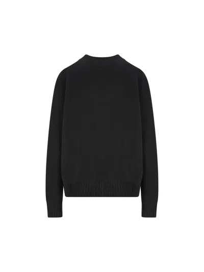 Givenchy Wool Blend Crew Neck Sweater With Ribbed Cuffs And Hem In Black