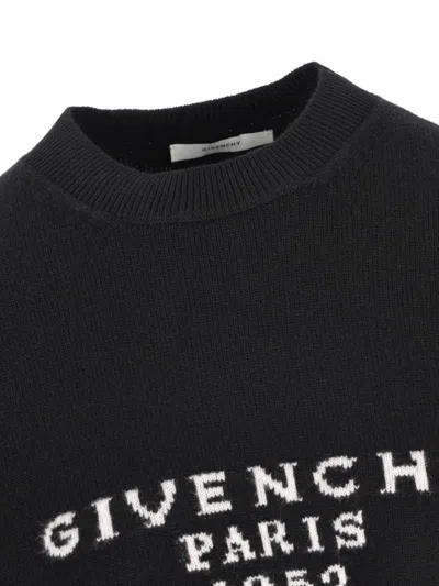 Givenchy Wool Blend Crew Neck Sweater With Ribbed Cuffs And Hem In Black