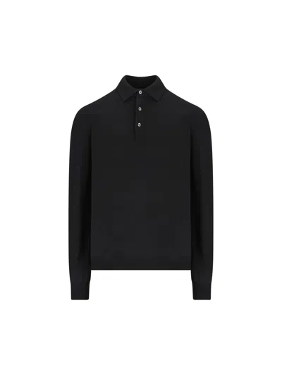 Tagliatore Merinos Polo Manica Lunga In Black