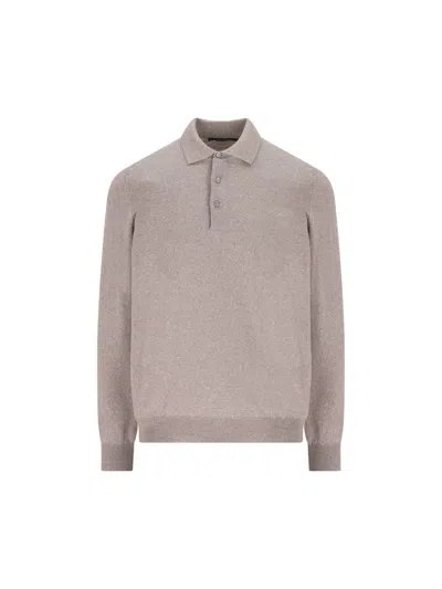 Tagliatore Long-sleeve Polo Shirt In Gray