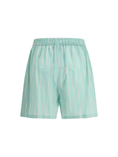 Balenciaga Striped Elastic-waist Shorts In Green