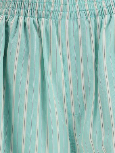 Balenciaga Striped Elastic-waist Shorts In Green