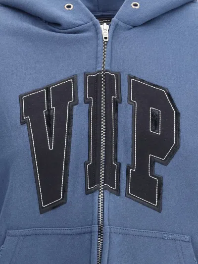 Balenciaga Cotton Sweatshirt With Front Pockets And Hood In Blue