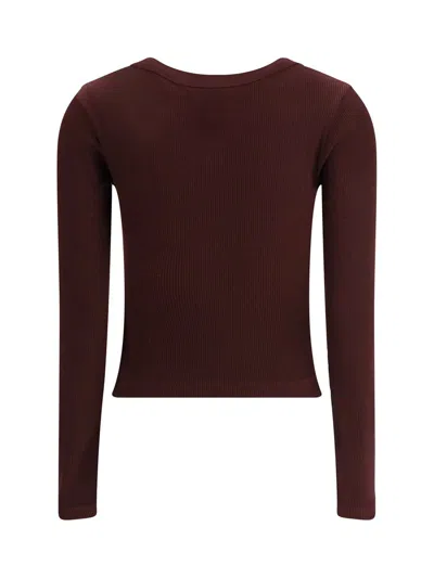 Citizen Of Humanity Varra Ribbed Stretch Cotton And Lyocell-blend Henley Top In Brown