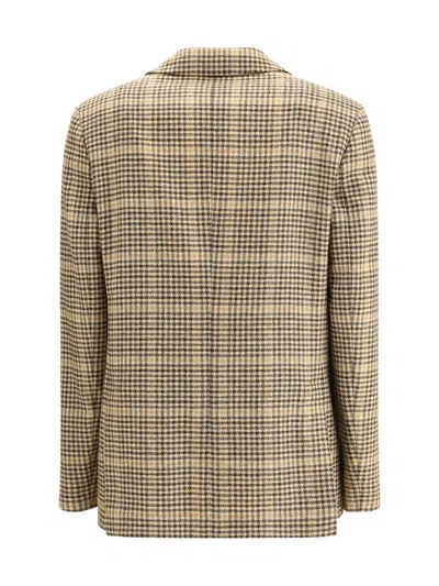 Lardini Checked Twoo-button Blazer In Brown