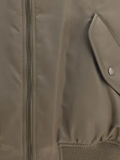 Saint Laurent Serge Bomber Jacket Puffer Jackets Green In Gray