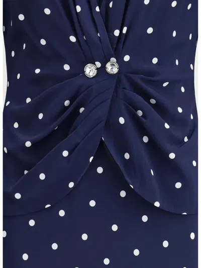 Alessandra Rich Polka Dot Dress In Blue
