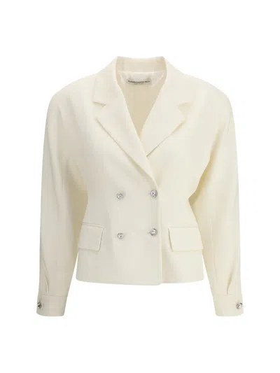 Alessandra Rich Crystal-embellished Double-breasted Jacket In Gold