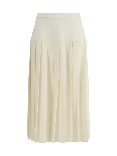 Alessandra Rich Pleated Midi Skirt In White