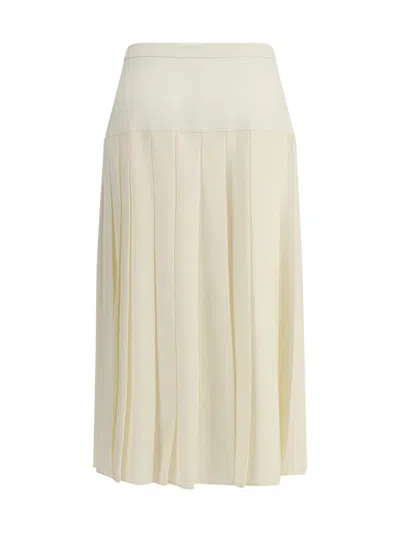 Alessandra Rich Pleated Midi Skirt In White