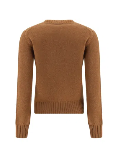 Ami Alexandre Mattiussi Ami Paris Women Ami De Coeur Crewneck Sweater In Brown