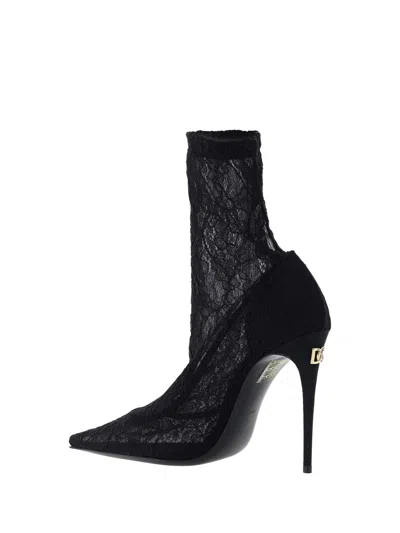 Dolce & Gabbana Lollo 105 Lace Ankle Boots In Black