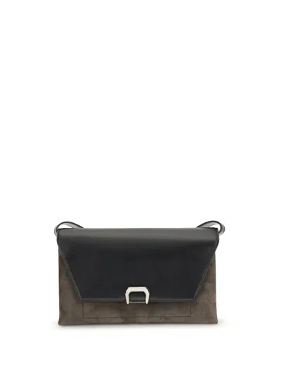 Brunello Cucinelli Suede And Leather Sartorial Cross-body Bag In Black