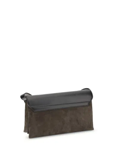 Brunello Cucinelli Suede And Leather Sartorial Cross-body Bag In Black