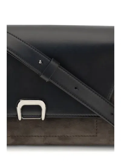 Brunello Cucinelli Suede And Leather Sartorial Cross-body Bag In Black