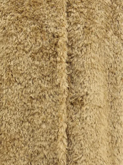 Herno Cape In Curly Alternative Fur In Gold